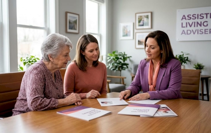 Mother and daughter reviewing finances at kitchen table