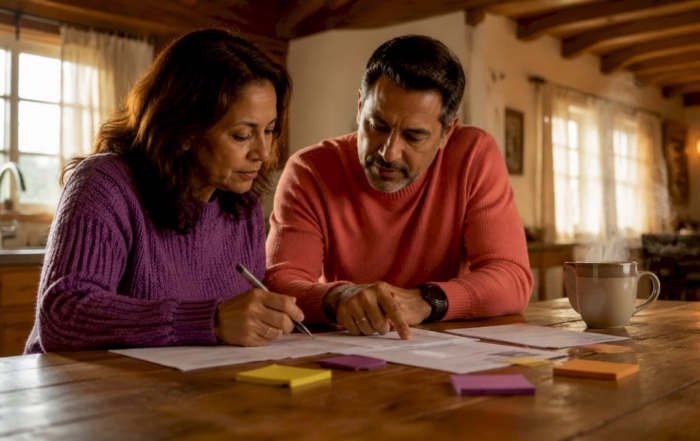 Couple reviewing assisted living application