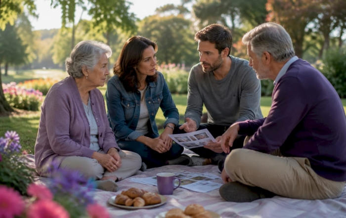Family discussing assisted living decisions together